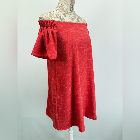 LOVERICHE Red Off-Shoulder Mini shift Dress size S. - Picture 8 of 14